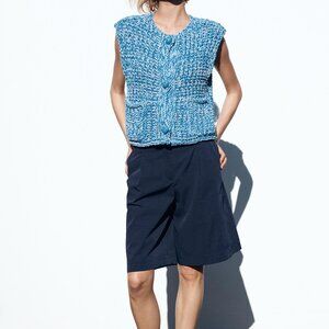 ZARA CHUNKY KNIT VEST BLUE NWT